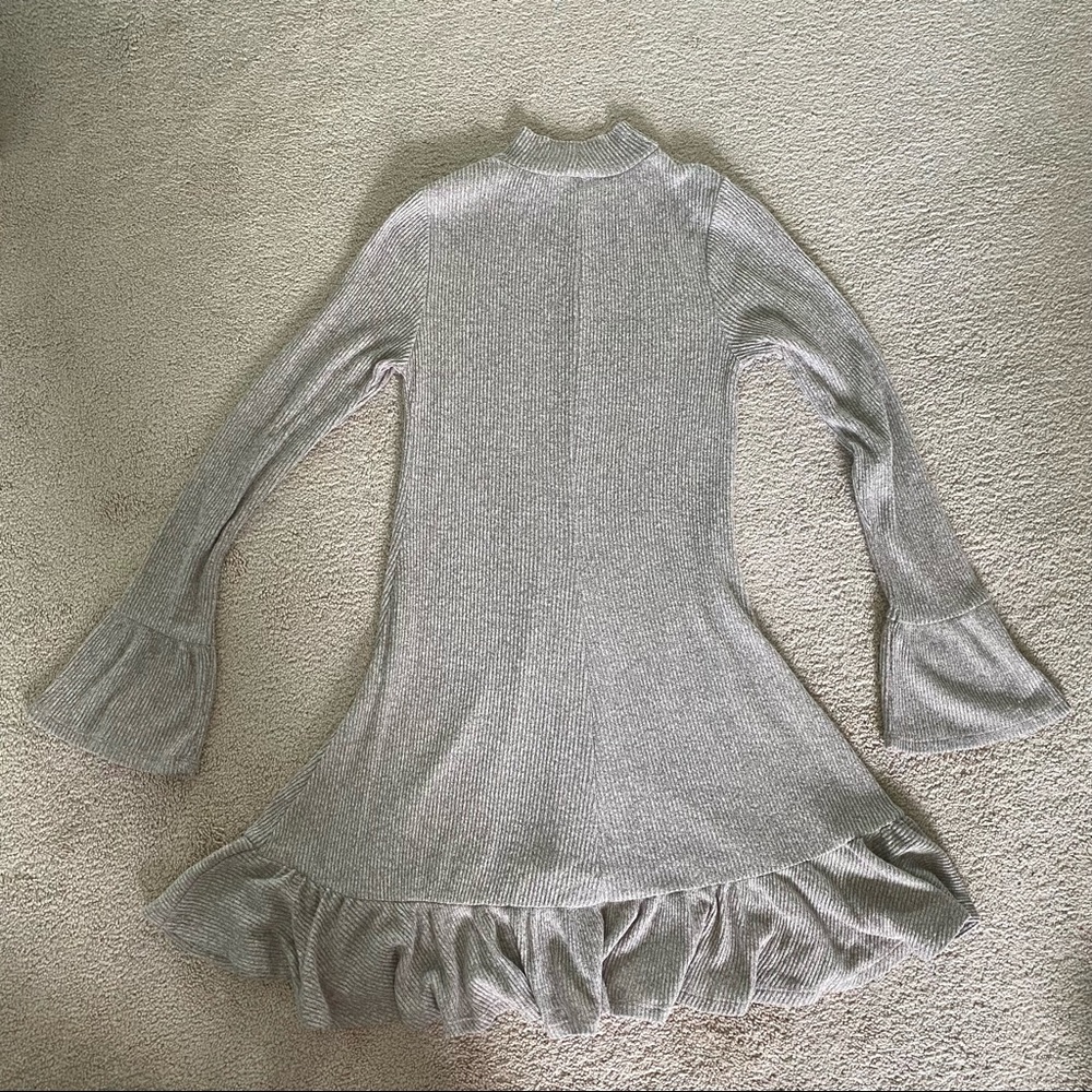 Express Mock Neck Ribbed Ruffle Sweater Dress - Picture 5 of 6
